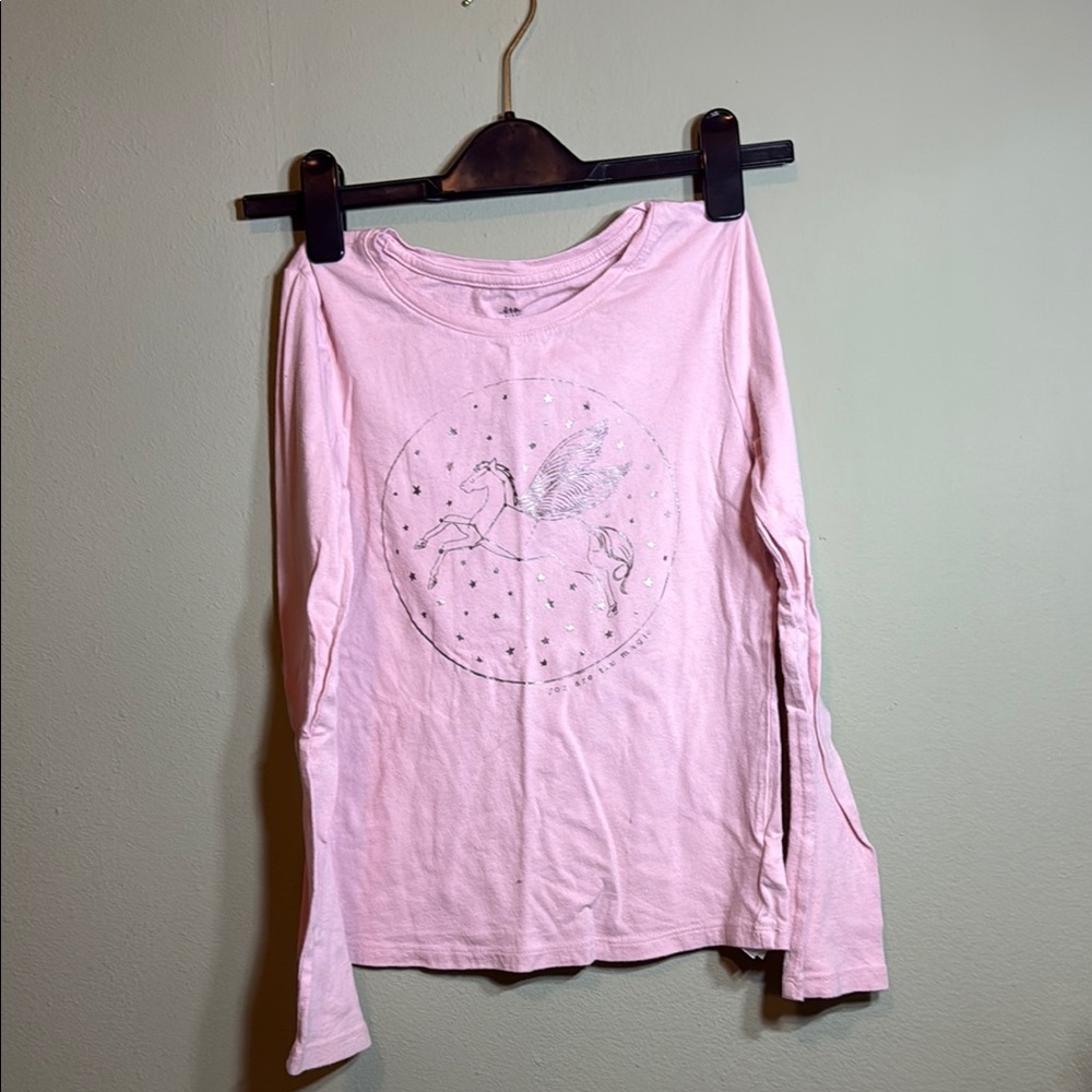 Pink Long Sleeve Shirt with Pegasus Design size L (10-11)